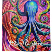 Zee Octopus met persoonlijke naam Douchegordijn (Voorkant)