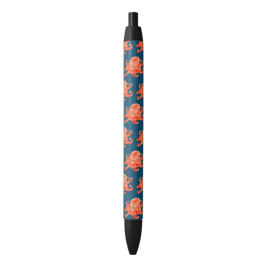 zee octopus patroon zwarte inkt pen (Voorkant Verticaal)