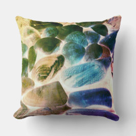 Zee oester shell, kleuren veranderd blauw in beige kussen