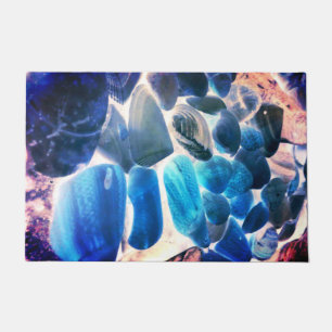 Zee oester shell, kleuren veranderd blauw in grijs deurmat