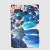 Zee oester shell, kleuren veranderd blauw in grijs golfhanddoek (Voorkant)