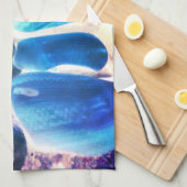 Zee oester shell, kleuren veranderd blauw in grijs theedoek (Quarter Fold)