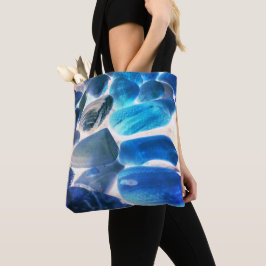 Zee oester shell, kleuren veranderd blauw in grijs tote bag