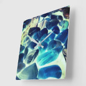 Zee oester shell, kleuren veranderd blauw in grijs vierkante klok (Hoek)