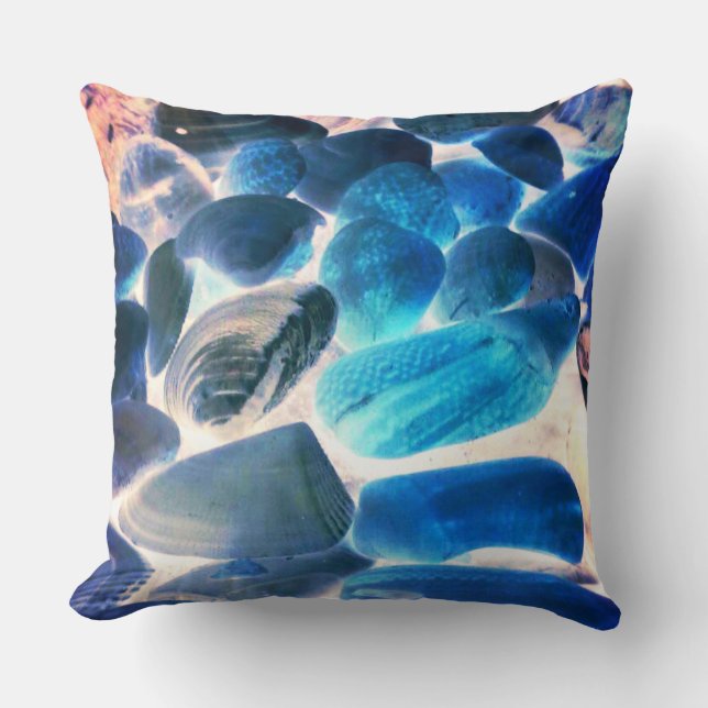 Zee oester shell, kleuren veranderd blauw in 'zalm kussen (Voorkant)