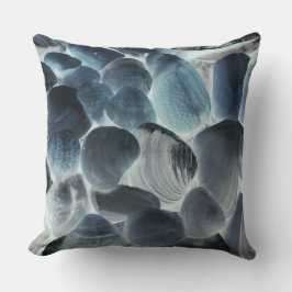 Zee oester shell, kleuren veranderd in grijs en bl kussen