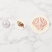 Zee oesterschalen, sterren en parels op ivoortafel confetti (Voorkanten)