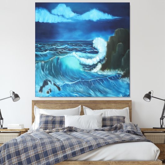 "Zee of Power" uitgestrekte canvasprint. Canvas Afdruk (Insitu (Slaapkamer))