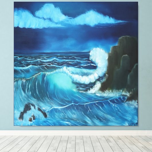 "Zee of Power" uitgestrekte canvasprint. Canvas Afdruk (Insitu (Houten vloer))