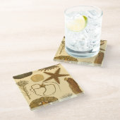 Zee onder water glazen onderzetter (Schuin)