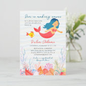 Zee Onderwater Navy Blue Mermaid Fish Baby shower Kaart (Staand voorkant)