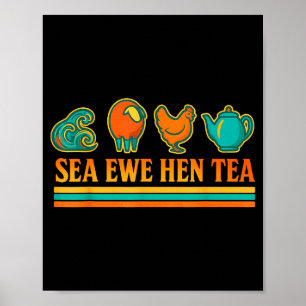 Zee Ooievaar Hen Thee Grappige Woordspeling Retro  Poster