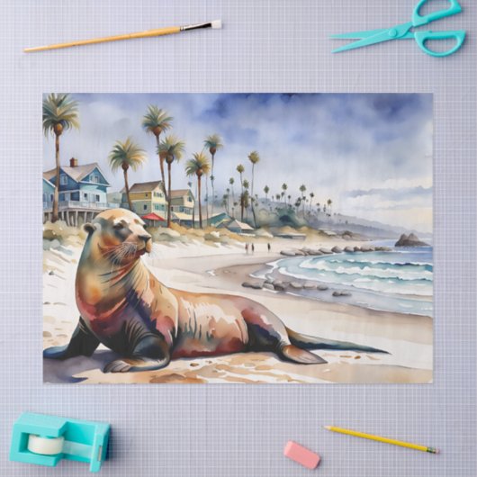 Zee op het strand tissuepapier (Craft)