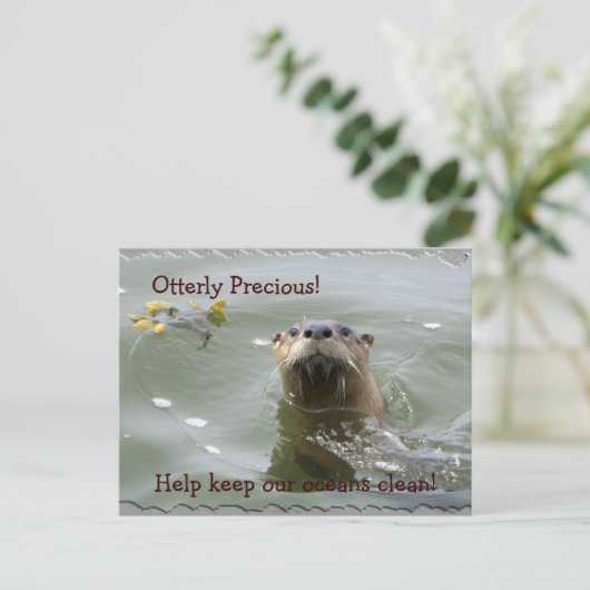 Zee Otter Anti-Pollution Briefkaart (Staand voorkant)