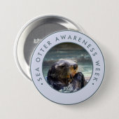 Zee Otter Awareness Week, waterverf Ronde Button 7,6 Cm (Voorkant /achterkant)