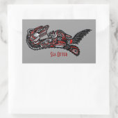 ZEE OTTER & BABY (Haida Styled) Art Gift Sticker (Tas)