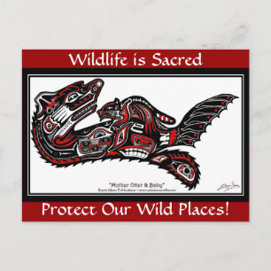 ZEE OTTER & BABY (Haida Styled) Briefkaarten