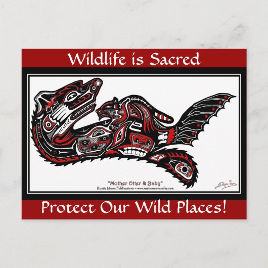 ZEE OTTER & BABY (Haida Styled) Briefkaarten (Voorkant)