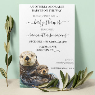 Zee Otter Baby shower Schattige Waterverf Kaart