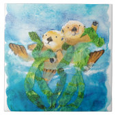 Zee Otter Ceramic Tile/Trivet (6" vierkant Tegeltje (Voorkant)