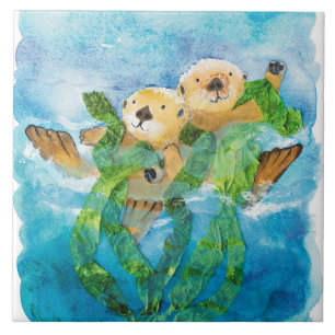 Zee Otter Ceramic Tile/Trivet (6" vierkant Tegeltje