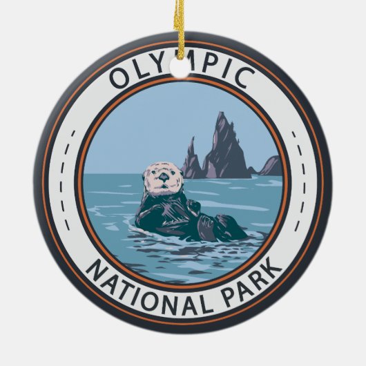 Zee Otter-circulaire van het Olympisch Nationaal P Keramisch Ornament (Achterkant)