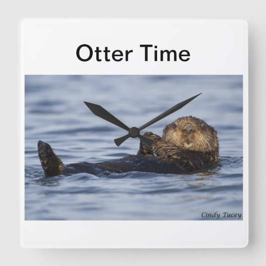 Zee Otter Clock Vierkante Klok (Voorkant)
