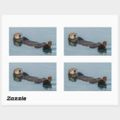 Zee otter die op de rug drijft rechthoekige sticker (Vel)