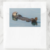 Zee otter die op de rug drijft rechthoekige sticker (Tas)