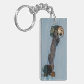 Zee otter die op de rug drijft sleutelhanger (Voorkant Links)