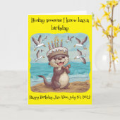 zee otter dragen taart verjaardag pet klappen kaart (Gele Bloem)