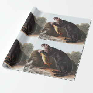 Zee Otter (Enhydra marina) Illustratie Cadeaupapier