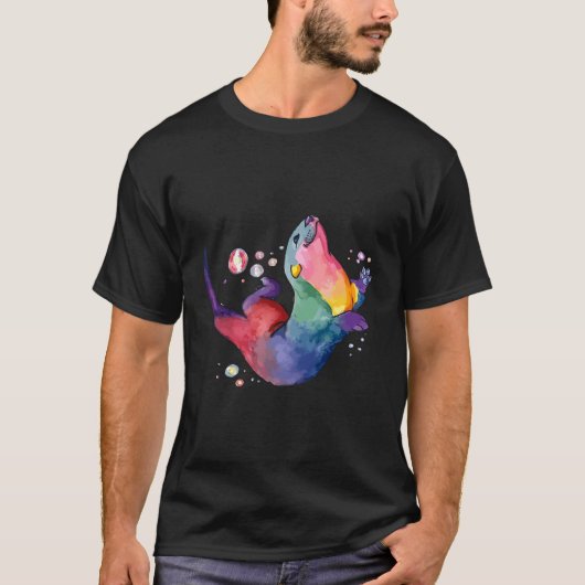 Zee Otter Kleurrijke Splash T-shirt (Voorkant)