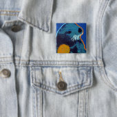 Zee otter-knop vierkante button 5,1 cm (In situ)