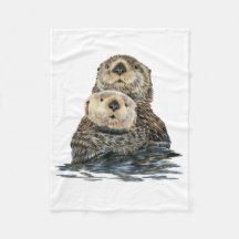 Zee otter met pup fleece deken