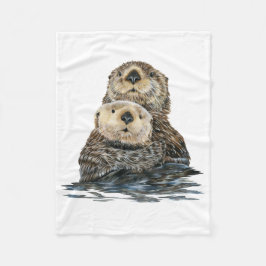 Zee otter met pup fleece deken