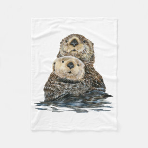 Zee otter met pup fleece deken