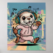 zee otter met zweetpak en warmtetelefoons poster (Voorkant)