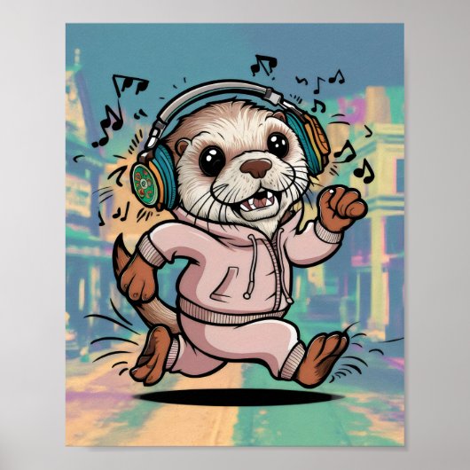 zee otter met zweetpak en warmtetelefoons poster (Voorkant)