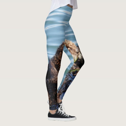 Zee Otter moeder en jongen met kelp Leggings (Rechts)