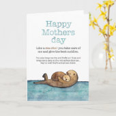 Zee otter moederdag kaart (Gele Bloem)