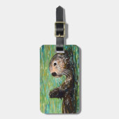 Zee Otter Painting Bagagelabel (Voorkant verticaal)