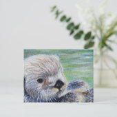 Zee Otter Painting Briefkaart (Staand voorkant)