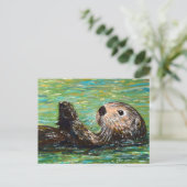 Zee Otter Painting Briefkaart (Staand voorkant)