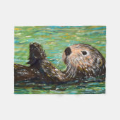 Zee Otter Painting Fleece Deken (Voorkant (Horizontaal))