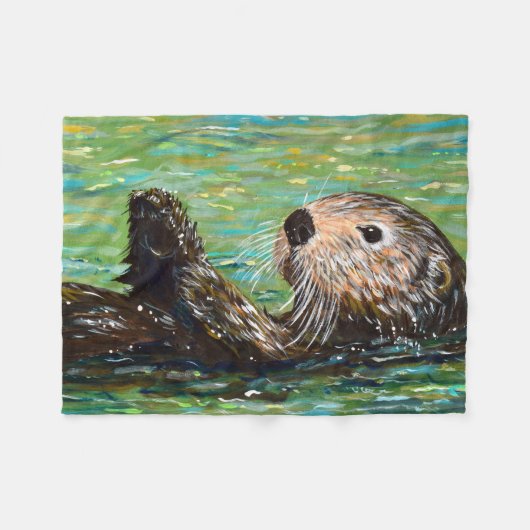Zee Otter Painting Fleece Deken (Voorkant (Horizontaal))