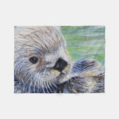 Zee Otter Painting Fleece Deken (Voorkant (Horizontaal))