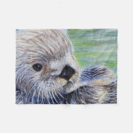 Zee Otter Painting Fleece Deken (Voorkant (Horizontaal))