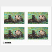 Zee Otter Painting Rechthoekige Sticker (Vel)
