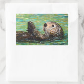 Zee Otter Painting Rechthoekige Sticker (Tas)